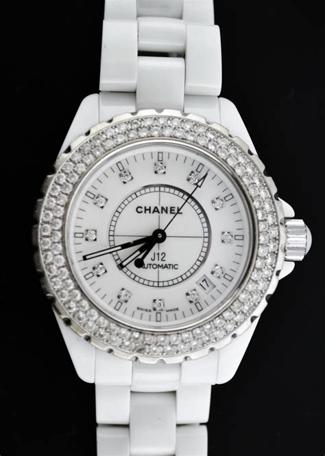 chanel j12 white 38mm ceramic watch with diamonds|Chanel j12 watch price.